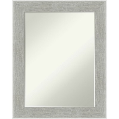 Amanti Art Glam Linen Grey Petite Bevel Bathroom Wall Mirror 29 x 23 in.