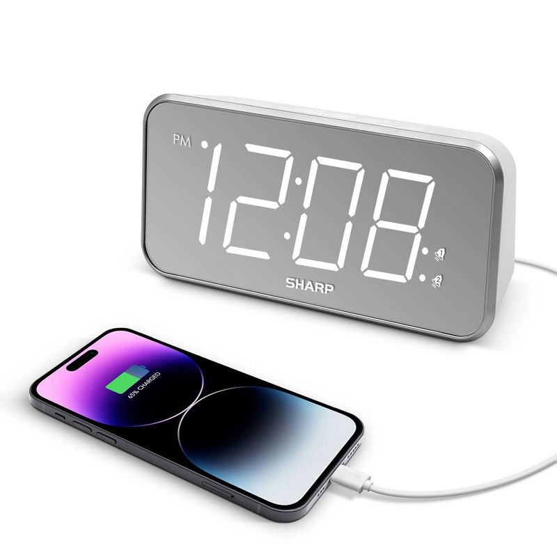 AccuSet Jumbo Mirror Display Alarm Clock White - Sharp, 2 of 5