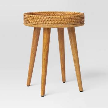 Spiral Top Round Accent Table Natural Wood - Threshold™