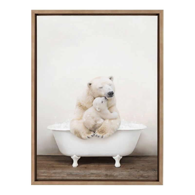 18&#34; x 24&#34; Sylvie Mother Baby Polar Bear Tub Framed Canvas by Amy Peterson Gold - Kate &#38; Laurel All Things Decor, 3 of 8