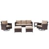 Sonkuki 6-Piece Patio Conversation Set with Swivel Rocking Chair and Side Table, Navy Blue Cushion - 2 of 4