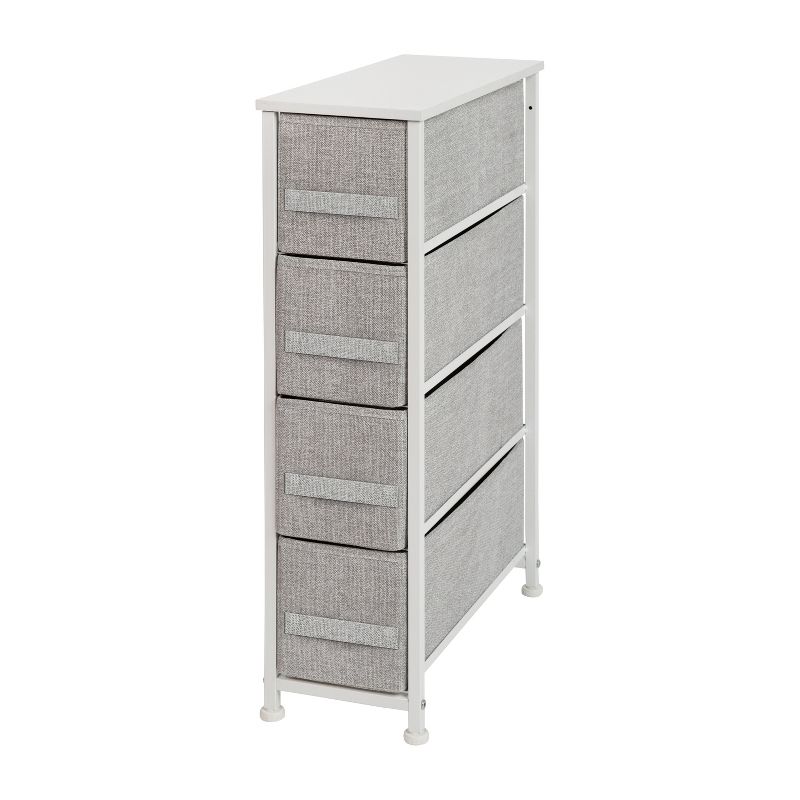Flash Furniture 4 Drawer Slim Wood Top Cast Iron Frame Vertical Storage Dresser with Easy Pull Fabric Drawers, 1 of 12