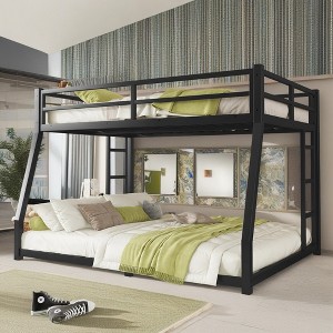 LOVMOR Full XL Over Queen  Heavy Duty Bunk Bed for Adults with Ladder and Full Length Guardrail for Adults,Teens,Kids - 1 of 4