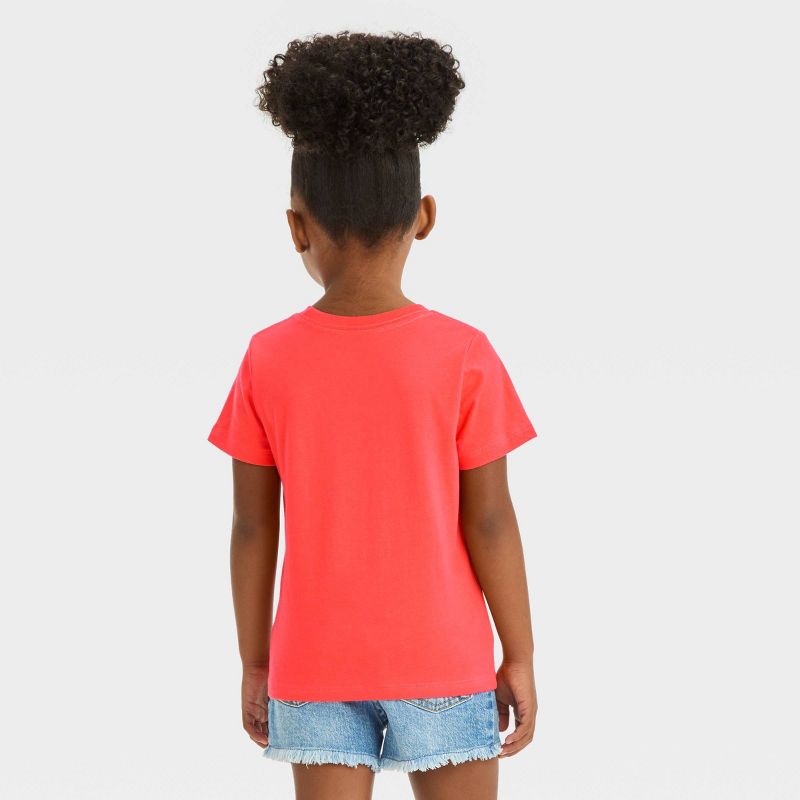 Toddler Girls' 'Happy Together' Short Sleeve T-Shirt - Cat & Jack™ Tangerine, 3 of 5