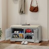 KTMBDW 28.74" Shoe Storage Bench with 2 Door Cabinet & Padded Seat Cushion, Shoe Cabinet, Shoe Bench Shoe Organizer for Entryway, Hallway - 3 of 4