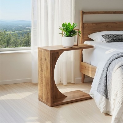 MAYEERTY C-Shaped End Table, Sofa Side Table Couch Table