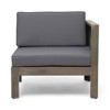 Water-Resistant Cushions, Acacia Wood Frame，Outdoor Patio Furniture L-Shaped Sectional Sofa  ，DARK GREY As shown - 2 of 3