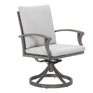 Cesicia  23.3'' x 24.9'' x 33.6'' in Aluminum Rotating Armchair With Cushion For Living Room, Bedroom, Office, Apartment, Brown&Gray - 1 of 4