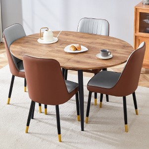 5-Piece Dining Set with Extendable Table and 4 PU Armless Chairs - 1 of 4