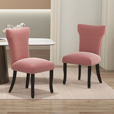 NicBex Modern T-Strap Velvet Dining Chairs Set of 2 with Backstitching Nailhead Trim,Thick Upholstered Kitchen Chairs,Living Room Chairs