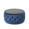 PAGED Round Footrest Ottoman Modern Coffee Table with Tempered Glass Top, Velvet Entryway Ottoman Bench for Living Room, Bedroom - 3 of 4