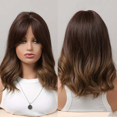 Jessie's Wig 14 Inch Short Wavy Synthetic Wigs Dark Brown 1 Pc/Pack