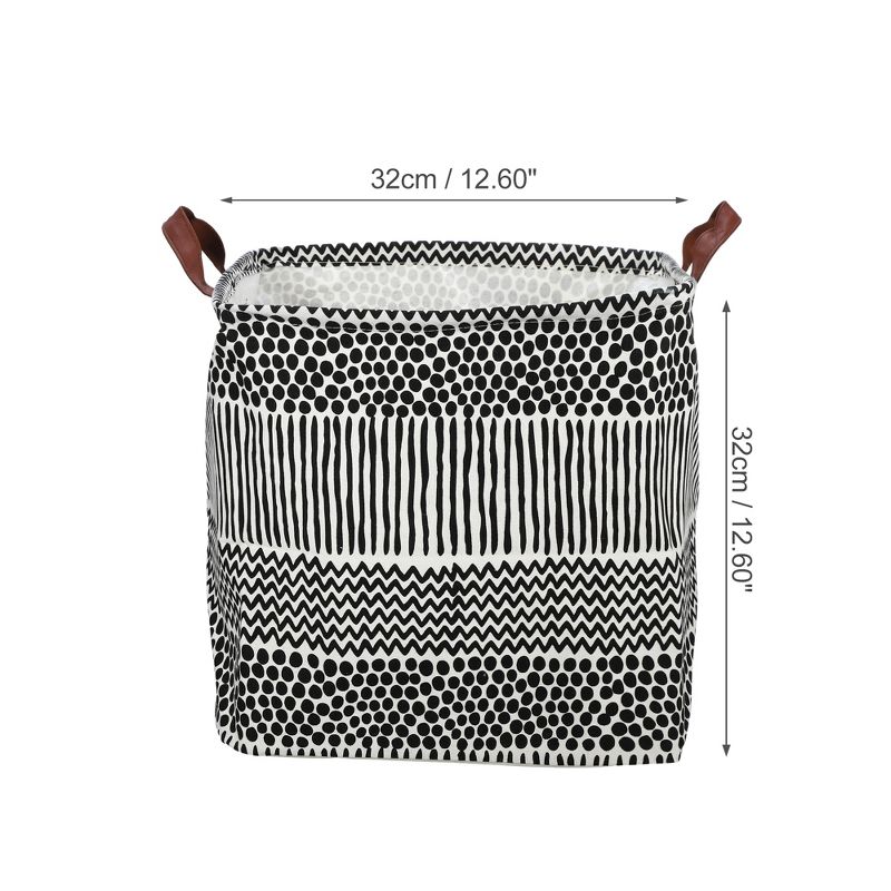 Unique Bargains Foldable Square Laundry Basket 1831 Cubic-in Black White 1 Pc Geometry, 3 of 7