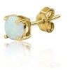 Opalata Sterling Silver 6mm White Opal Round Stud Earrings - Gold Pated - White - 2 of 3