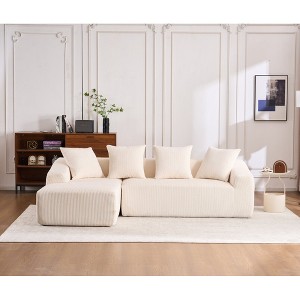 SKRAN 101"  L Shaped Modular Sofa,Combining chaise longue with 3-seater ＆ pillows ,No Installation,Corduroy for Living Room Apartment - 1 of 4