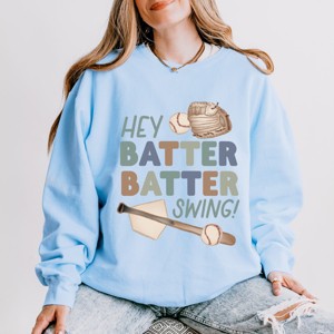 Simply Sage Market Hey Batter Batter Swing Watercolor Lightweight Garment Dyed Sweatshirt - 1 of 4