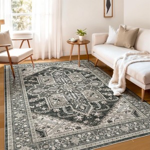 WITSHOCK Boho Area Rugs Machine Washable for Living Room Runner Distressed Vintage Non-Slip Stain Resistant Floor Carpet Indoor - 1 of 4