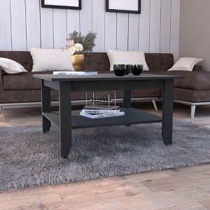 Coffee Table with Four Legs and One Shelf, Two-Tiered Design for Storage or D¨¦cor, Ideal for Living Room - 1 of 4