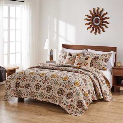 Full Red Cotton Reversible Quilt Set with Decorative Pillows