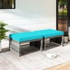 Tangkula 2 Pieces Patio PE Rattan Ottomans with Soft Zippered Cushions for Deck Frame - 2 of 4