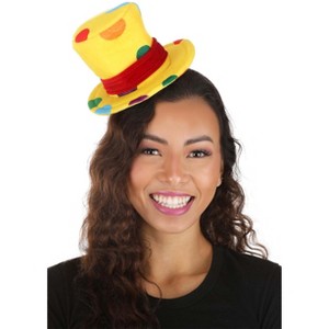 HalloweenCostumes.com One Size   Adult Mini Yellow Clown Top Hat Halloween Costume Accessory, Blue/Yellow/Red - 1 of 4