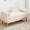 TROPOW Upholstered Bench - 53.5" W, Wood Legs, Bolster Pillows, Boucle Fabric, Caramel for Bedroom, Living Room, Entryway - 3 of 4
