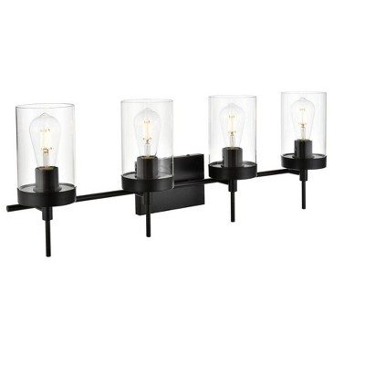 Elegant Lighting Benny 4 light Black and Clear Bath Sconce