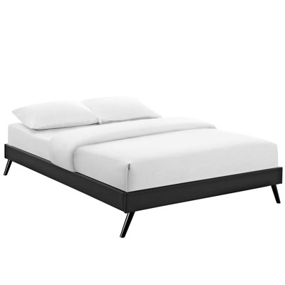 Modway Helen Queen Bed Frame – Vinyl Upholstered Platform Bed with Round Splayed Legs and Tufted Headboard