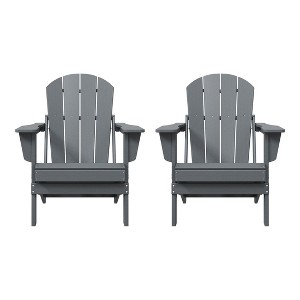 WestinTrends Malibu HDPE Outdoor Folding Poly Adirondack Chair (Set of 2) - 1 of 4