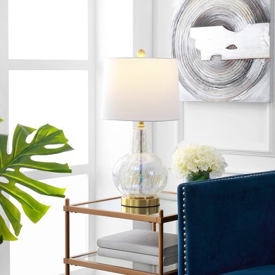 Atlas 24" Luster Crackle Glass Table Lamp with White Shade