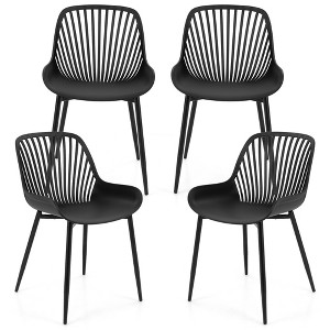 Tangkula Plastic Dining Chair Set of 4 w/ Metal Legs Cutout Backrest Curved Seat - 1 of 4