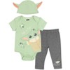 Star Wars The Mandalorian The Child Baby Bodysuits Sleep N' Play Coverall Pants Hat and Bibs 8 Piece Outfit Set Newborn to Infant - 2 of 4