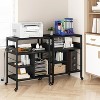 Large Printer Stand w/ Power Outlets & USB Ports, Mobile Rolling Cart w/ 4 Shelves, Storage for Home Office - 3 of 4