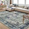 Machine Washable Faux Wool Vintage Floral Printed Area Rug Ultra Thin Low Pile Non Slip Non Shedding Indoor Carpet - 4 of 4