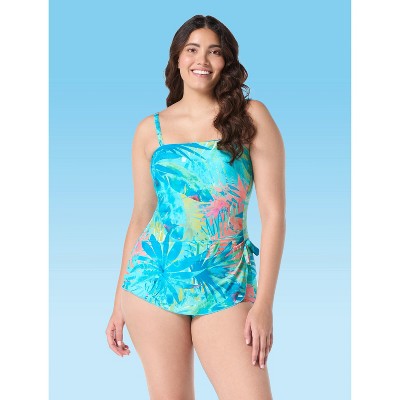 Roxanne Bandeau Paradise Palm Sarong One Piece Swimsuit