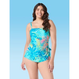 Roxanne Bandeau Paradise Palm Sarong One Piece Swimsuit - 1 of 2