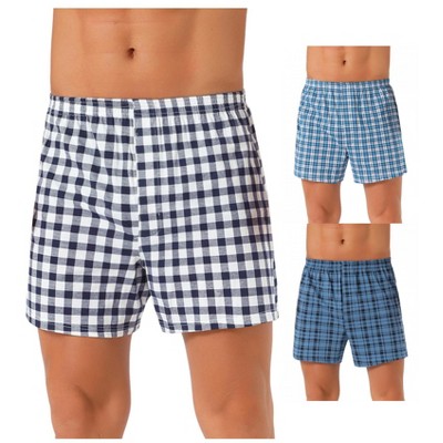 INSPIRE CHIC Men's 3 Pack Classic Plaid Pattern Boxer Shorts