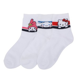 Hello Kitty & Friends Favorite Characters 3-Pack of Women's Quarter Crew Socks - 1 of 4