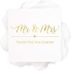 Sparkle and Bash 100x Mr Mrs Gold Foil Disposable Cocktail Napkins for Weddings Party, white 5 inch, 3 Ply - 3 of 4