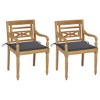 vidaXL Solid Teak Wood Batavia Garden Chairs - Set of 2 with Anthracite Polyester Cushions, Outdoor/Indoor Use, Weather Resistant, Rustic Design - 2 of 4