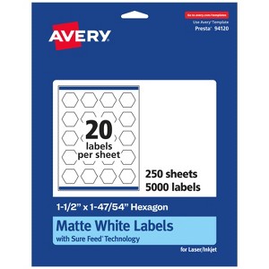 Avery Matte White Hexagon Labels with Sure Feed, 1-1/2" x 1-47/54" - 1 of 4