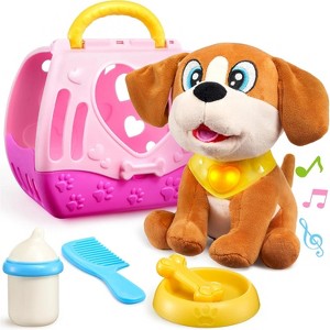 Joyfy Plush Dog Toys for Kids, Interactive Puppy Toy with Lights & Sounds, Pet Care Toys, Pretend Playset for Toddlers, Birthday Gifts for Boys Girls - 1 of 4
