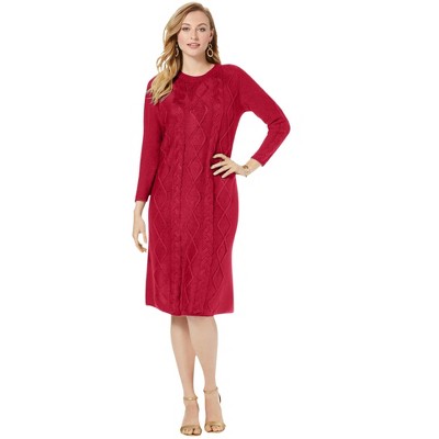 Jessica London Women's Plus Size Cable Sweater Dress