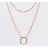 Slickblue Women's Necklace, Gold and Pearl Double Chain with Circle Pendant, Vintage Inspired Style, 14"-18" - 2 of 3