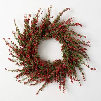 Artificial Cedar And Berry Wreath Multicolor 27"H