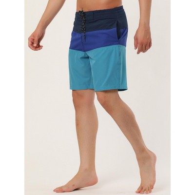 Lars Amadeus Men's Color Block Lightweight Drawstring Swimming Beach Board Shorts 2 Pcs Blue Black/Gray Blue 34 — фото 2