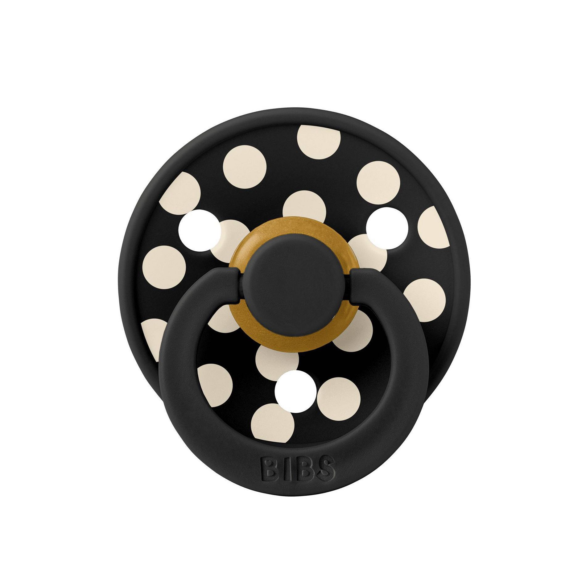 Bibs Pacifier Studio Collection Colour Polka Dot Latex Pacifier 6-18m - Black/Ivory