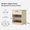 CIPACHO Natural Wooden Night Stand with Charger Station USB Type-C AC Outlets 1 Drawer Open Storage - 3 of 4