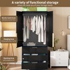 Coolmee Rattan Armoire Wardrobe Closet with 3 Drawers and 2 Doors, Wooden Wardrobe Cabinets for Hanging Clothes, Tall Standing Bedroom Armoires - 4 of 4