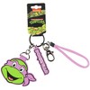 TMNT Donatello Rubber Character Design Air Tag Holder Keychain Wristlet with Lobster Clasp and 2" Rubber Donatello Pendant Multicolored - 4 of 4